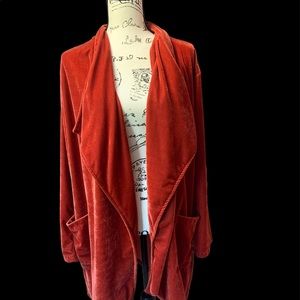 Velvet Burnt Orange Flowing Sweater Cardigan